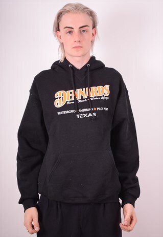 RUSSELL ATHLETIC MENS VINTAGE HOODIE JUMPER LARGE BLACK 90S