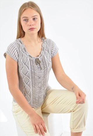 VINTAGE 90'S KNITTED TOP IN GREY
