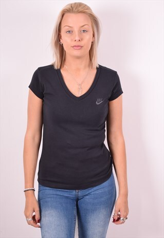 NIKE WOMENS VINTAGE T-SHIRT TOP MEDIUM BLACK 90S