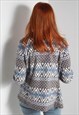 VINTAGE CRAZY PATTERNED FLEECE JACKET GREY