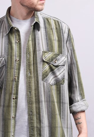 VINTAGE CORDUROY CORD STRIPED SHIRT