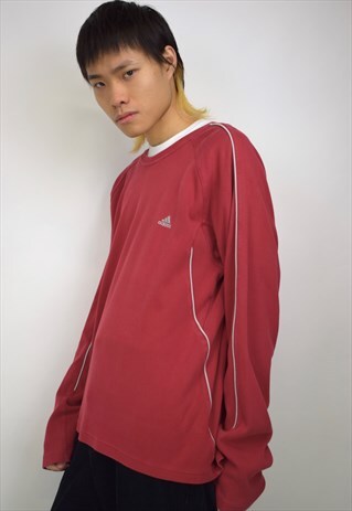 VINTAGE 90S ADIDAS FADED RED SWEATSHIRT