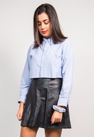 VINTAGE BLUE RALPH LAUREN REWORKED CROPPED SHIRT