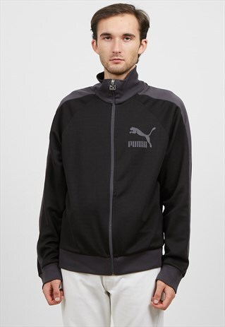 VINTAGE BLACK PUMA ZIP TRACK JACKET