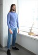 VINTAGE 80'S PURPLE STRIPED TURTLE NECK TOP
