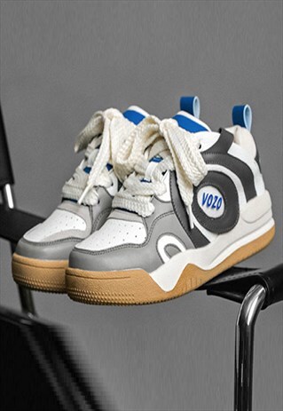 SKATE SHOES CHUNKY SOLE TRAINERS RETRO DESIGN HIGH TOPS