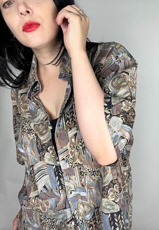 VINTAGE MULTI COLOURED ABSTRACT PRINT SHIRT