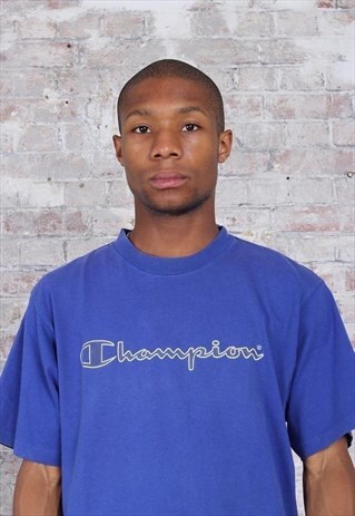 VINTAGE CHAMPION LOGO T-SHIRT BLUE