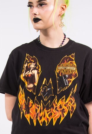 VINTAGE HARLEY DAVIDSON PIN UP T-SHIRT
