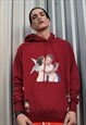 ANGEL PRINT HOODIE RELIGIOUS GRAPHIC OVERSIZE PULLOVER RED