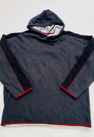 VINTAGE 90S FILA EMBROIDERED GREY HOODIE