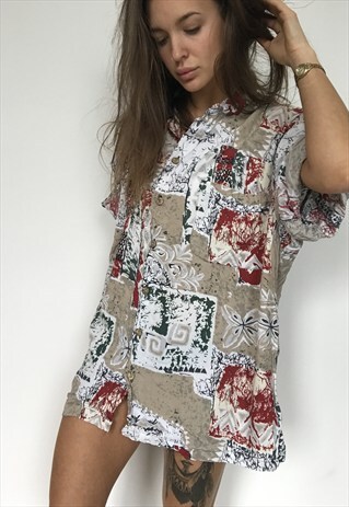 PATTERNED OVERSIZED RETRO VINTAGE UNISEX FESTIVAL SHIRT