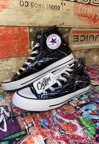 CONVERSE BLACK - NEON SPLATTER CUSTOMS