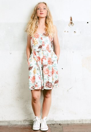 VINTAGE 90S WHITE FLORAL ROMPER PLAYSUIT