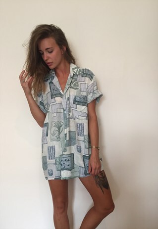CRAZY PATTERNED VINTAGE RETRO FESTIVAL OVERSIZED SHIRTRAZY P