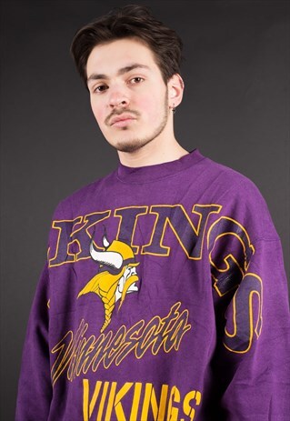VINTAGE 90'S GRAPHIC PRINT VIKINGS NFL USA SWEATSHIRT