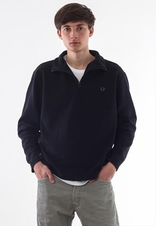 VINTAGE FRED PERRY PULLOVER SWEATER 90S BLACK KNITTED