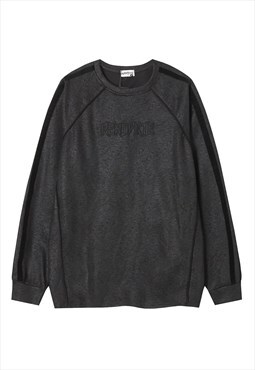 Utility sweatshirt renovate slogan grunge gorpcore top black