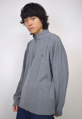 VINTAGE 90S CHAPS RALPH LAUREN GREY 3/4 ZIP JUMPER