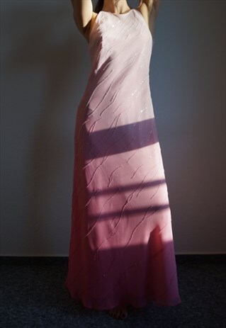 Y2K SLIP SPARKLY MAXI DRESS - OMBRE SEQUIN DRESS - TIE DYE