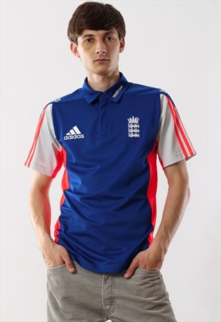 VINTAGE ADIDAS ENGLAND TEAM CRICKET SHIRT BLUE
