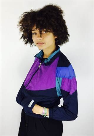 VINTAGE FESTIVAL LILAC 80S CROPPED RAVE WINDBREAKER JACKET