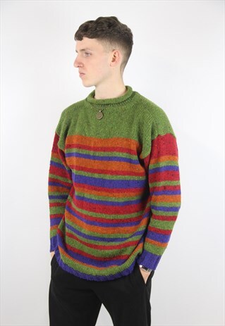 VINTAGE PATTERNED KNIT WOOL JUMPER