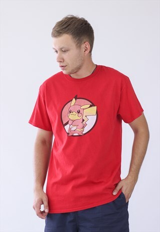 VINTAGE MENS POKEMON PIKACHU BIG LOGO T-SHIRT