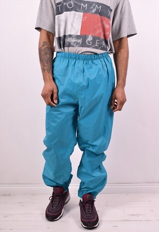 MENS VINTAGE TRACKSUIT TROUSERS W28 L29 BLUE 90S