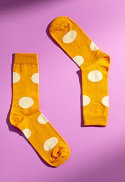 Orange polka dot Egyptian cotton men's socks