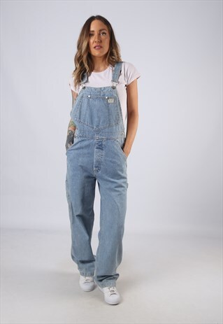 VINTAGE GUESS DENIM DUNGAREES WIDE LEG UK 10 SMALL (C1O)