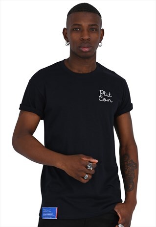 PREMIUM NAVY STRAIGHT CUT T-SHIRT PRINTED WITH WHITE VELVET