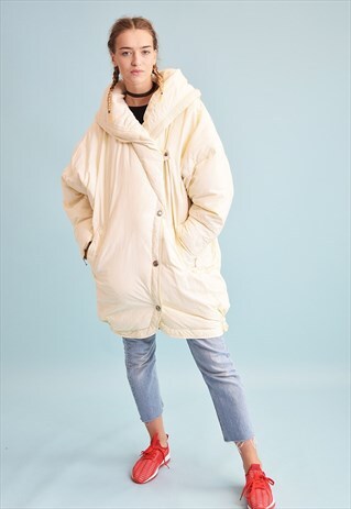 80'S RETRO OVERSIZED NEUTRAL PUFFER MOMS JACKET PARKA