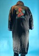 VINTAGE 80S SATIN FLORAL DRAGON REVERSIBLE KIMONO STYLE ROBE