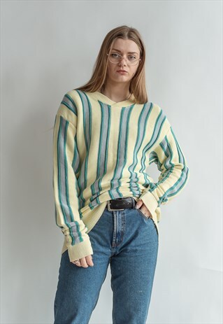 VINTAGE 80S LONG PATTERNED UNISEX JUMPER