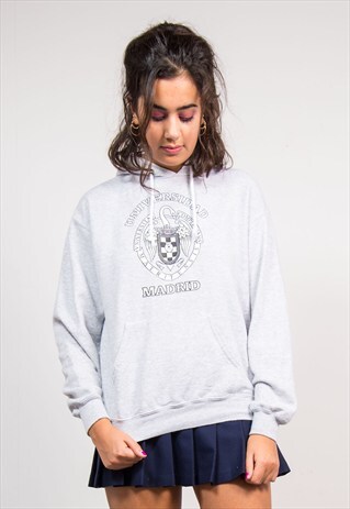 VINTAGE 90'S GREY UNIVERSITY MADRID SWEATSHIRT HOODIE