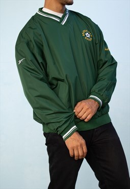 Vintage Reebok 90s Windbreaker Sweatshirt in Green L