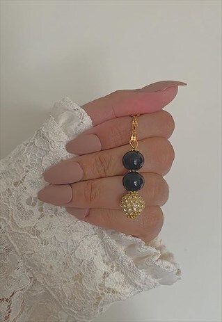 BLACK AND GOLD SWAROVSKI CRYSTAL AND PEARL NECKLACE