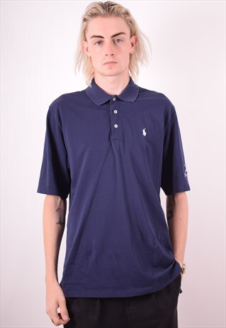 POLO RALPH LAUREN MENS VINTAGE POLO SHIRT MEDIUM NAVY 90S