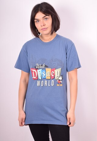 DISNEY WOMENS VINTAGE T-SHIRT TOP MEDIUM BLUE 90'S