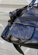 BLACK PATCHWORK REAL LEATHER HOLDALL