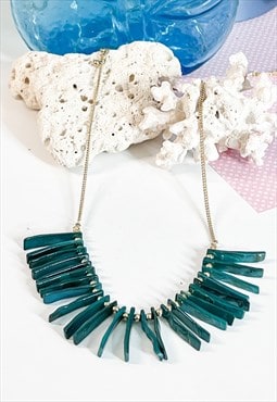 1980's Green Shell Effect Statement Necklace