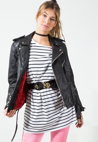 VINTAGE BIKER LEATHER JACKET /S071