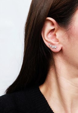 Four Star Climber Earrings Women Sterling Silver Earrings