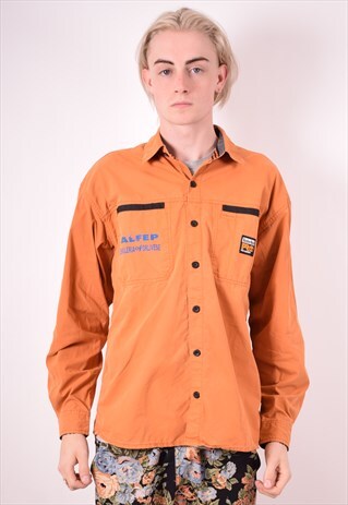 TIMBERLAND MENS VINTAGE SHIRT LARGE ORANGE 90S