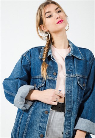 VINTAGE 80S LEVI'S BASIC DARK WASH DENIM JACKET / 7500