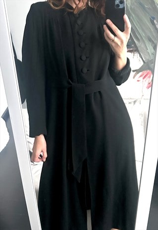 Vintage Maxi Black Jacket / Dress - M - L