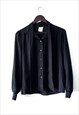 TIE NECK WEDNESDAY GOTH FORMAL EVENING BLACK TOP BLOUSE