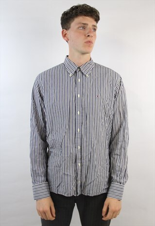 VINTAGE TOMMY HILFIGER BLUE STRIPED SHIRT