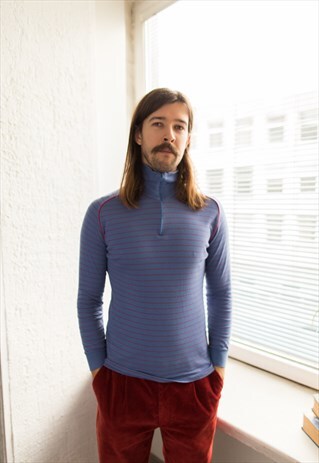 VINTAGE 80'S PURPLE STRIPED TURTLE NECK TOP